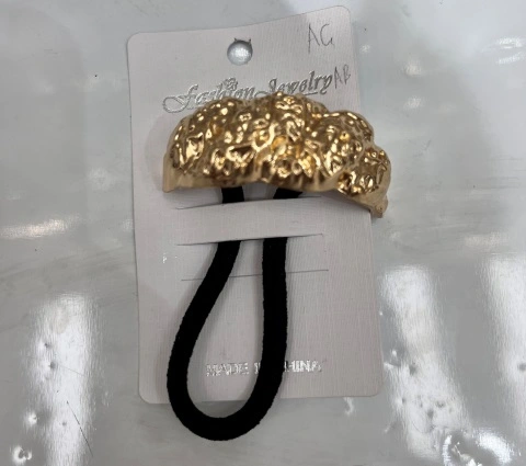 Резинка для волос с декором "AKS - DesignPRO", прямоугольник, цвет золото, 4,6*2см