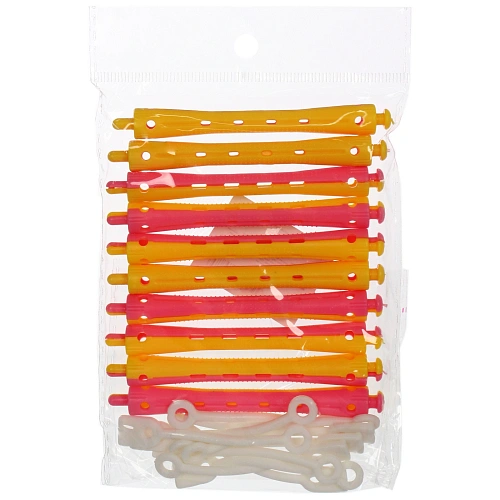 Бигуди пластмассовые-коклюшки 10шт, d=9мм (желто-розовый)_4