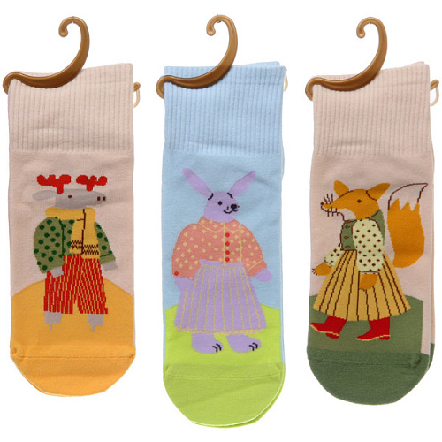 Носки женские ARTE - Лесные жители укороченные, с рисунком, микс_4