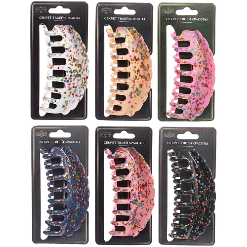 Заколка - краб для волос AKS - VIENTO, микс 6 цветов, волна, 104,5см _12