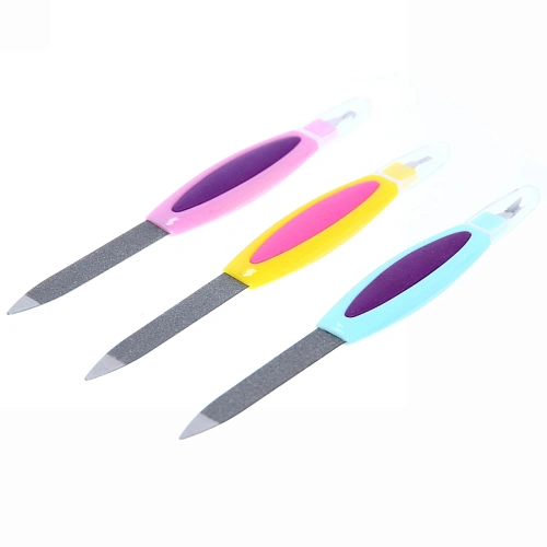 Пилка для ногтей металлическая с триммером в пакете Галант, цвет ручки микс, цвет пилки серебро,14,5см _10