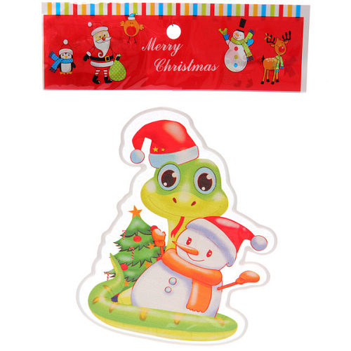 Наклейка на стекло Змея и снеговик 1520 см_3