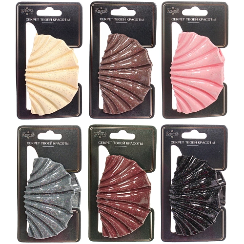 Заколка - краб для волос AKS - MANTANA, микс 6 цветов, ракушка, 85см _12