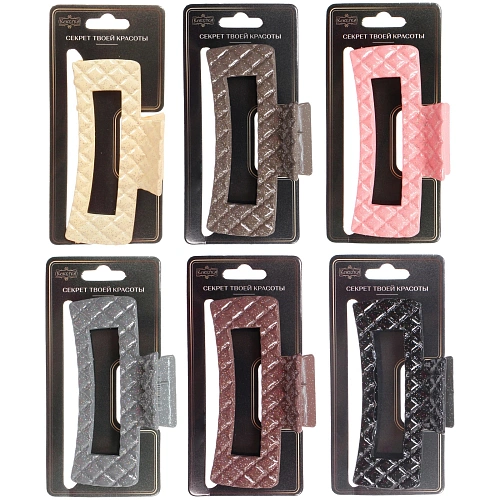 Заколка - краб для волос AKS - MANTANA, микс 6 цветов, прямоугольник,10,53,5см _12