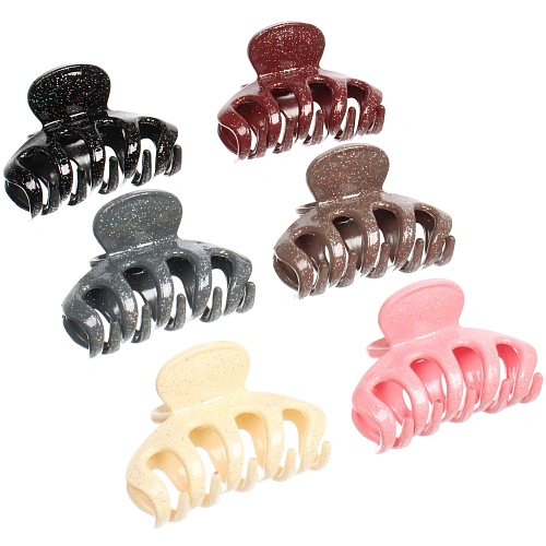 Заколка - краб для волос "AKS - MANTANA", микс 6 цветов, классика, 7*3см 