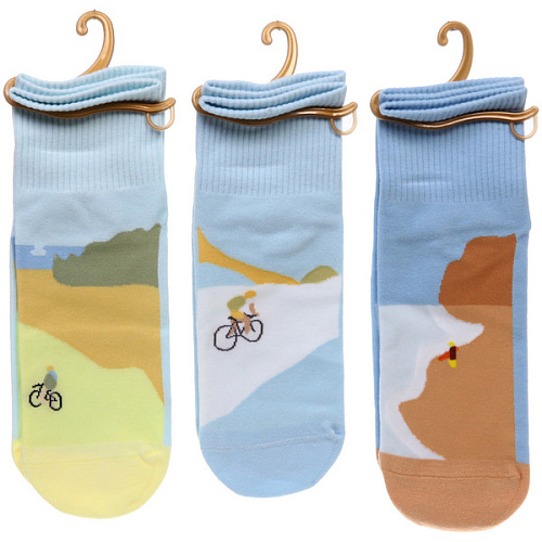 Носки женские ARTE - Велосипедист укороченные, с рисунком, микс_3