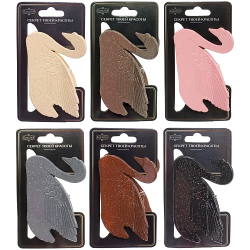 Заколка - краб для волос AKS - VIENTO, микс 6 цветов, прямоугольник, 85,5см _12