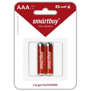 Батарейка алкалиновая SmartBuy LR3, тип ААА (блистер, 2 шт)(12/120)