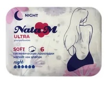 Прокладки женские NATA M New Ultra Night Soft 6шт