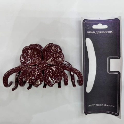 Заколка - краб для волос "AKS - MANTANA", микс 6 цветов, цветок, 11*6см 