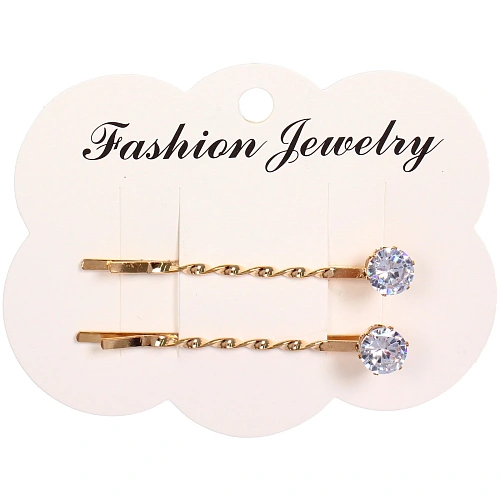 Невидимки для волос 2шт "Кристалы Агоры", стразики, цвет золото, 6см (блистер и пакет с подвесом)