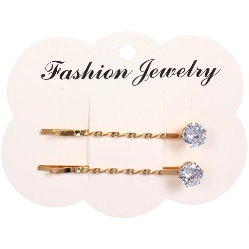 Невидимки для волос 2шт "Кристалы Агоры", стразики, цвет золото, 6см (блистер и пакет с подвесом)