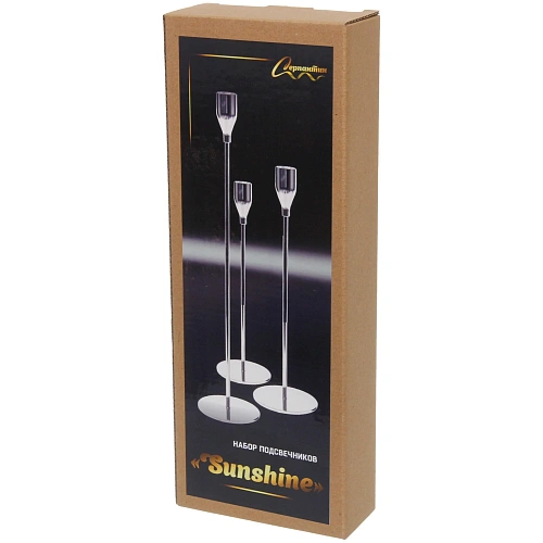 Подсвечники SUNSHINE 22 2732 см (набор 3 шт), Серебро_4