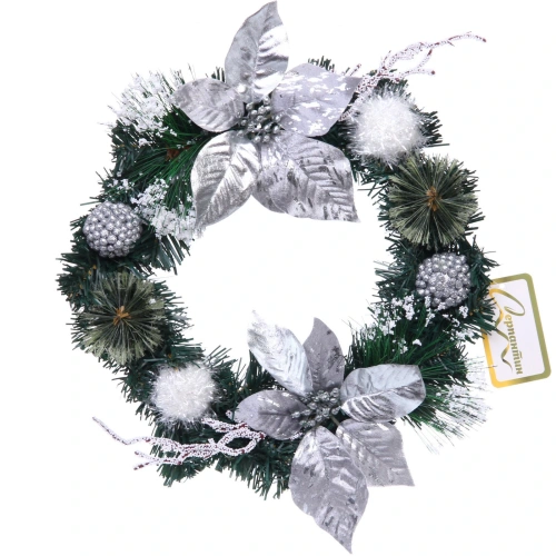 Венок хвойный "Зима" d-30 см, Серебро