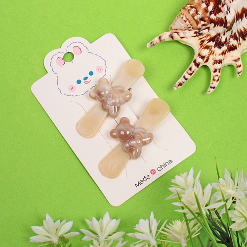 Зажимы для волос 2шт Chocolate, мишка, цвет как на фото, 6,41,6см (блистер и пакет с подвесом)_3