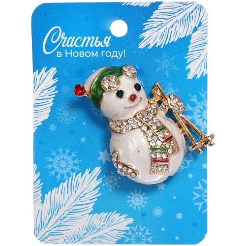 Брошь Зимняя сказка - Снеговичок 3,83,1см_2