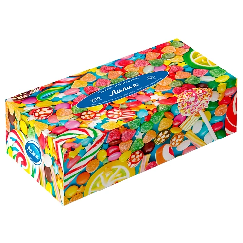 Салфетки бумажные 20*19 Лилия non - stop, в коробке, 2сл., 200шт