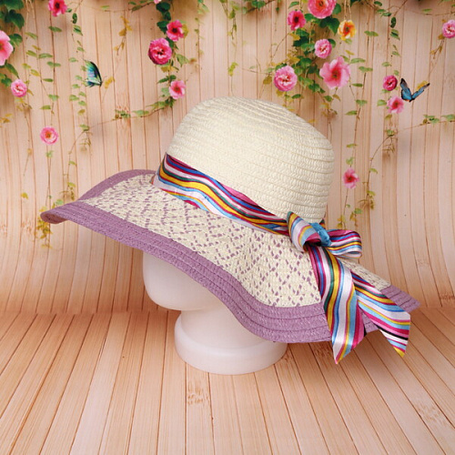 Шляпа женская с широкими полями TiraMiSu- Ассоль, микс 6 цветов, р58, ширина полей 10 см_20