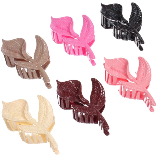 Заколка - краб для волос "AKS - SALVATORE", микс 6 цветов, цветок, 12*5,5см 