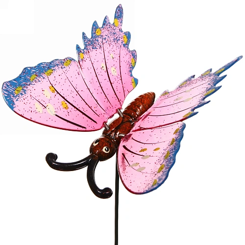 Статуэтка садовая  на спице Бабочка блестящая 13х40см_12