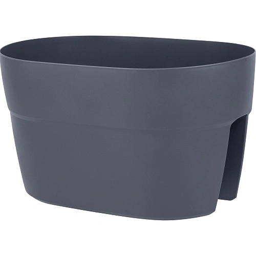 Ящик балконный пластиковый 12л 40*26*22 Villa de Fiori двусторонний с фиксаторами вулканический серый