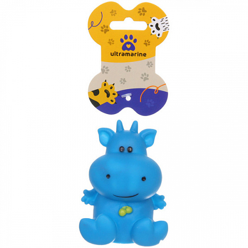 Игрушка резиновая с пищалкой "Бегемотик", цвет синий, 8,5см (лейбл)