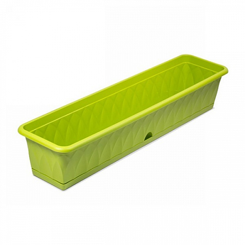 Ящик для растений "Сиена" 93см с поддоном зеленый С175-03-ЗЕЛ