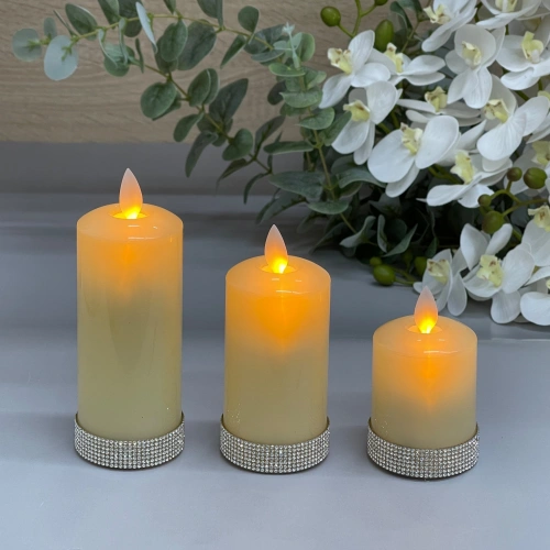 Сувенир с подсветкой "Свеча - Сияние" 5*7/9/12,5 см (набор 3 шт)