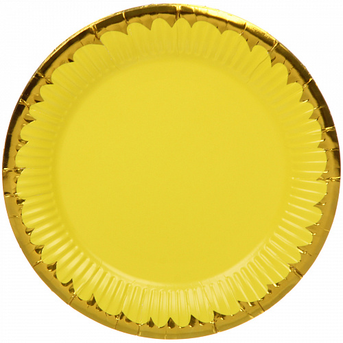 Тарелка бумажная 18 см в наборе 10 шт "Праздничный день", желтый