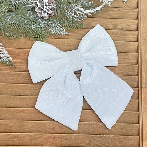 Бант на ёлку "Очарование" 20*25 см, Белый