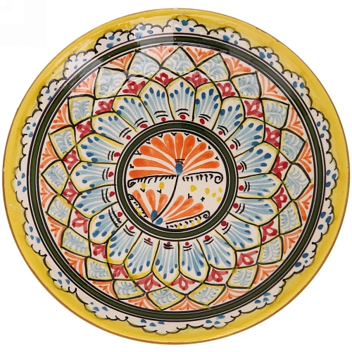 Тарелка плоская 22см желтая Риштанская Керамика