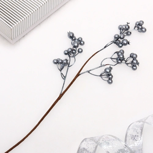 Ветка декоративная "Сказочная ягода" 60 см, Чёрный жемчуг