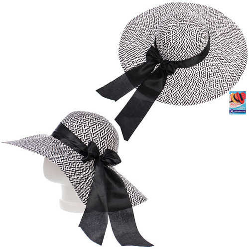 Шляпа женская с широкими полями "TiraMiSu- Шантика", черный, р58, ширина полей 11см