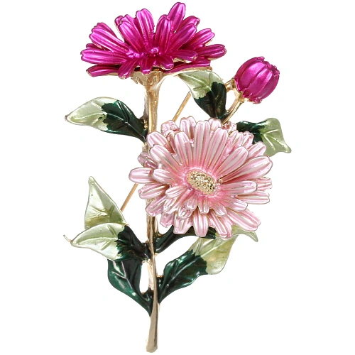 Брошь KLEVER SHOP, Хризантеммы, цвет как на фото, 6235 (символ Любви и Верности)_3