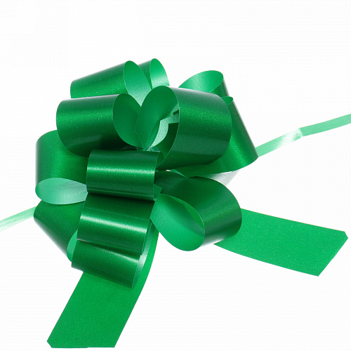 Бант для оформления подарка "Блеск" 3 см, d-11 см, Зеленый
