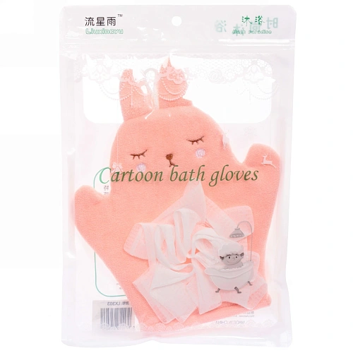 Мочалка-варежка для тела Water Magic - Зайчонок Дэнис, цвет зелёный, 1822 см (ZIP пакет)_6