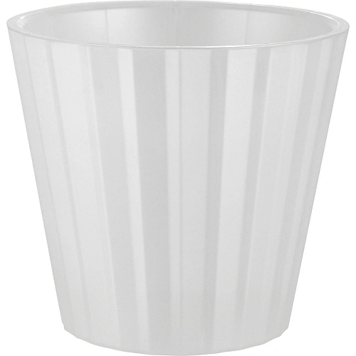 Горшок для цветов пластиковый 2л d-16см "Sand Orchid" c дренажной вставкой, белый жемчуг