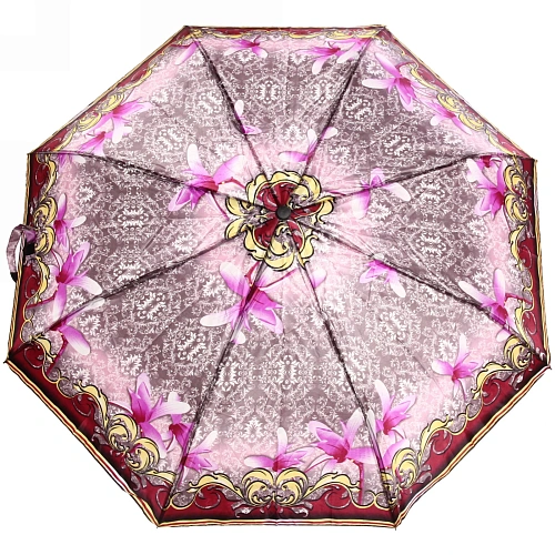 Зонт женский полуавтомат Ультрамарин - Венера, микс 6 цветов, 8 спиц, d-100см, длина в слож виде 28см, голубые цветы_20