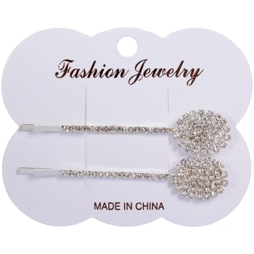 Невидимки для волос 2шт "Кристалы Агоры", стразики, цвет серебро, 6,5см (блистер и пакет с подвесом)