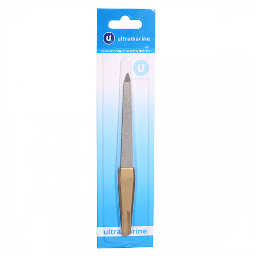 Пилка для ногтей металлическая на блистере "Ultramarine", цвет ручки золото, цвет пилки серебро,14,5см