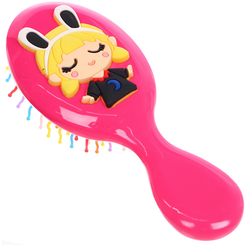 Расчёска массажная детская Little darling, Милая Аннет, цвет ярко - розовый, разноцветные зубчики, 13,86см (пакет с подвесом)_3