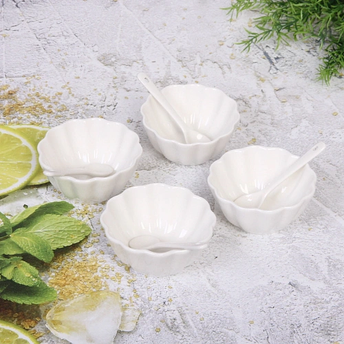 Набор соусников White magic 4шт с ложками Цветок_4