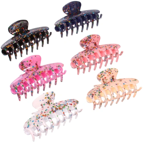 Заколка - краб для волос "AKS - VIENTO", микс 6 цветов, классика, 9,5*3,5см 