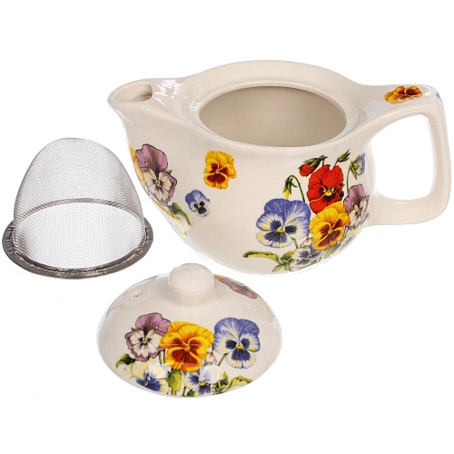 Чайник заварочный керамический 350мл с ситом Фиалки_7