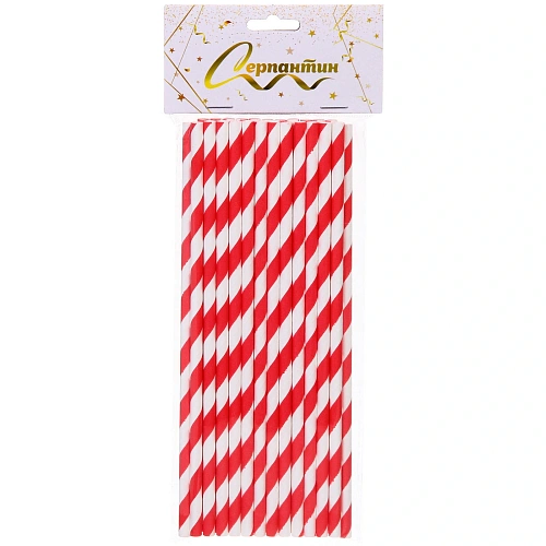 Трубочка для коктейля Праздник 19,5 см d-6 мм (набор 25 шт), Красный_2