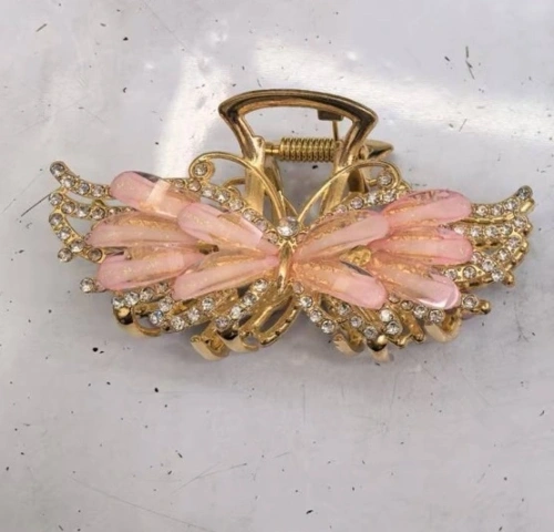 Заколка - краб для волос на блистере "LAVITA", бабочка, цвет серебро и золото, 7,5*3,5см