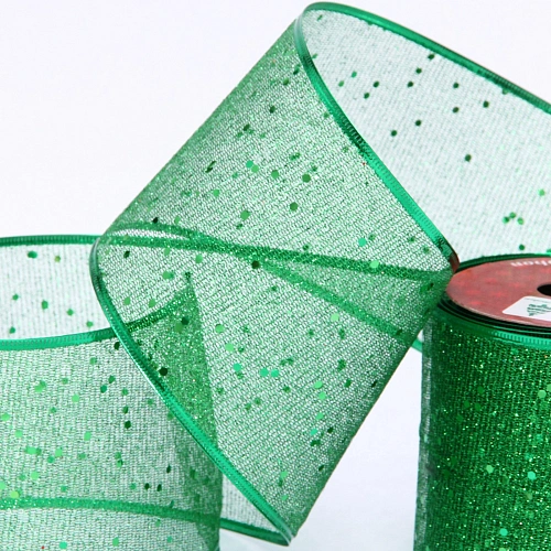 Лента для декорирования Мерцание 10 см, 2,7 м, Изумруд_6
