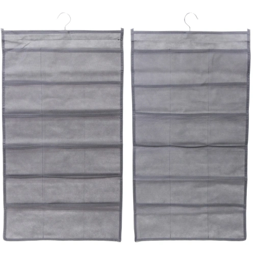 Органайзер двухсторонний подвесной для хранения вещей с крючком "ИДЕЯДОМА", цвет серый, 24 кармашка, 75*39см