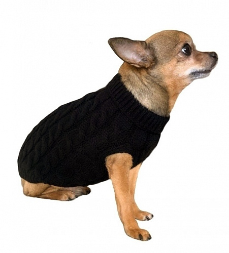 Кофта - свитер для мелких пород собак и кошек "BRO Style", косички, цвет черный, р L