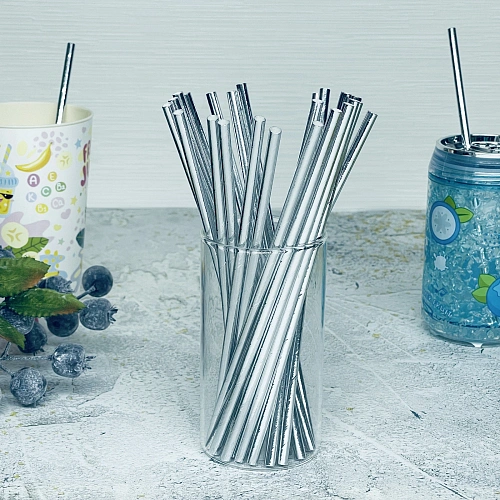 Трубочка для коктейля "Волшебство" 19,5 см d-6 мм (набор 25 шт), Серебро